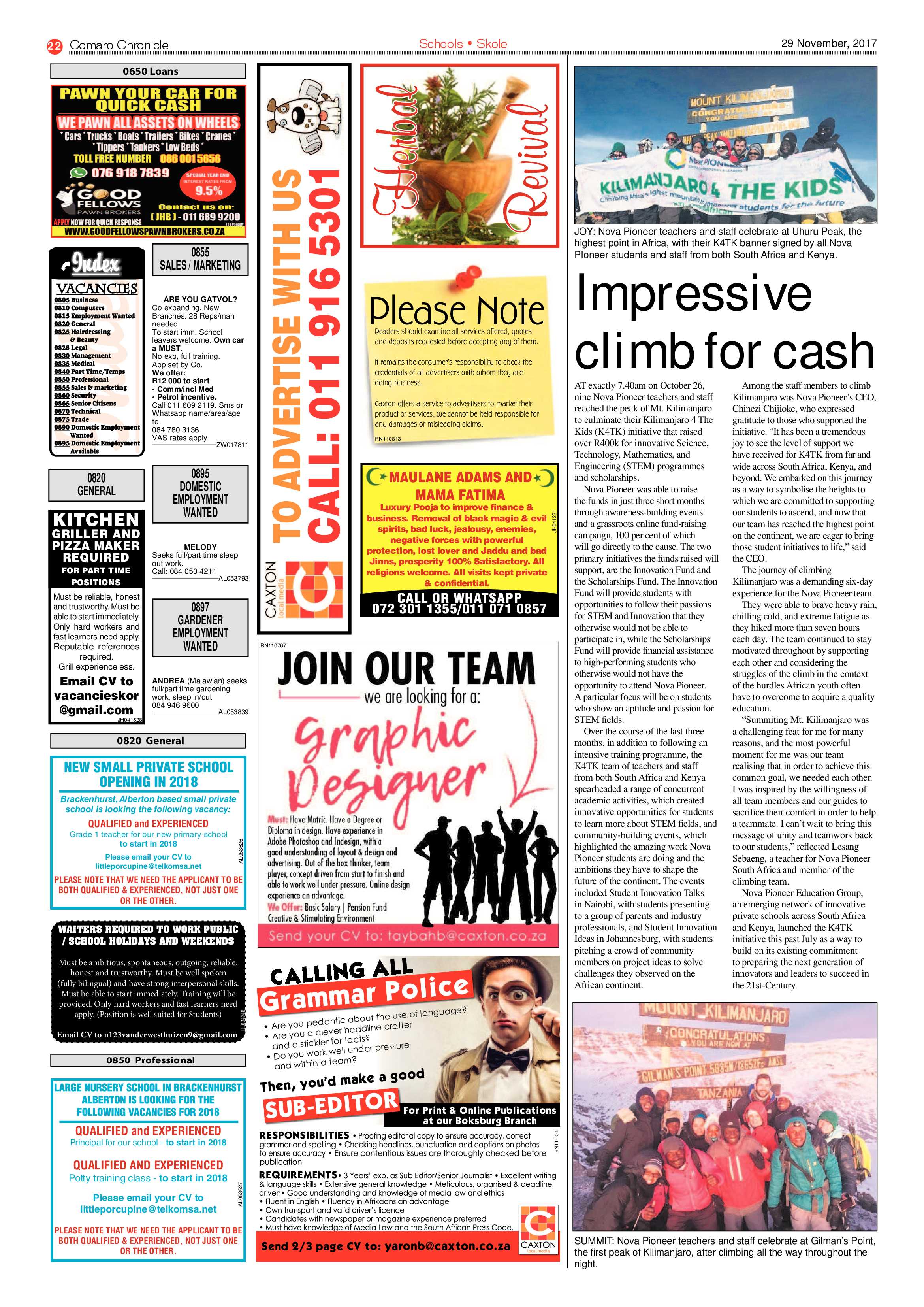 Comaro Chronicle 29 November 2017 page 22