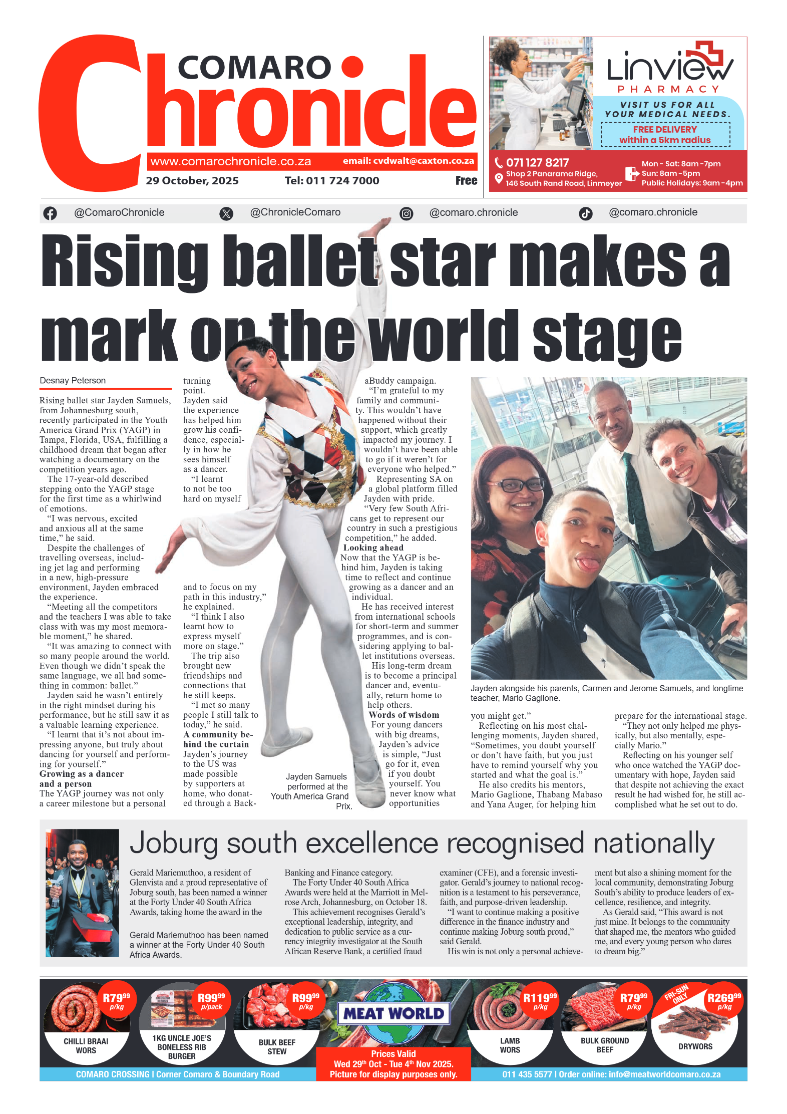 Comaro Chronicle 29 October 2025 page 1