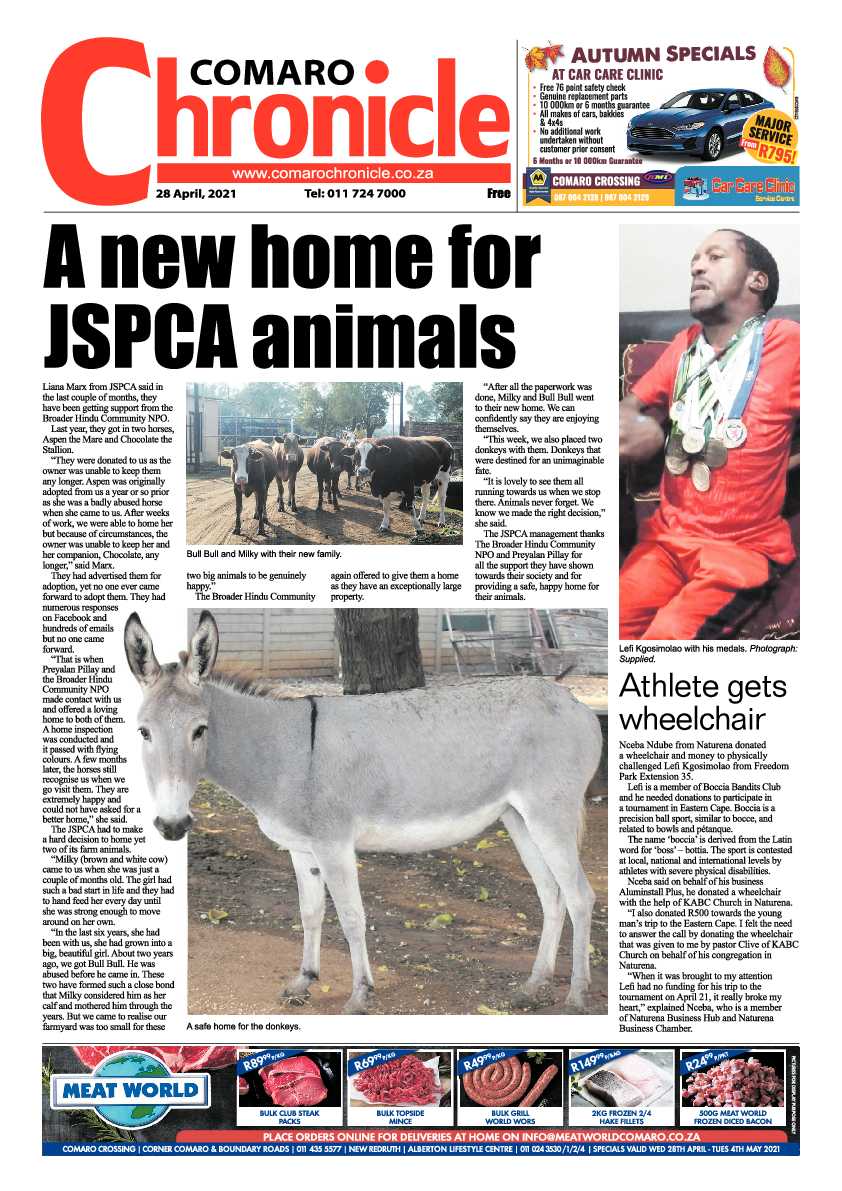Comaro Chronicle 30 April 2021 page 1
