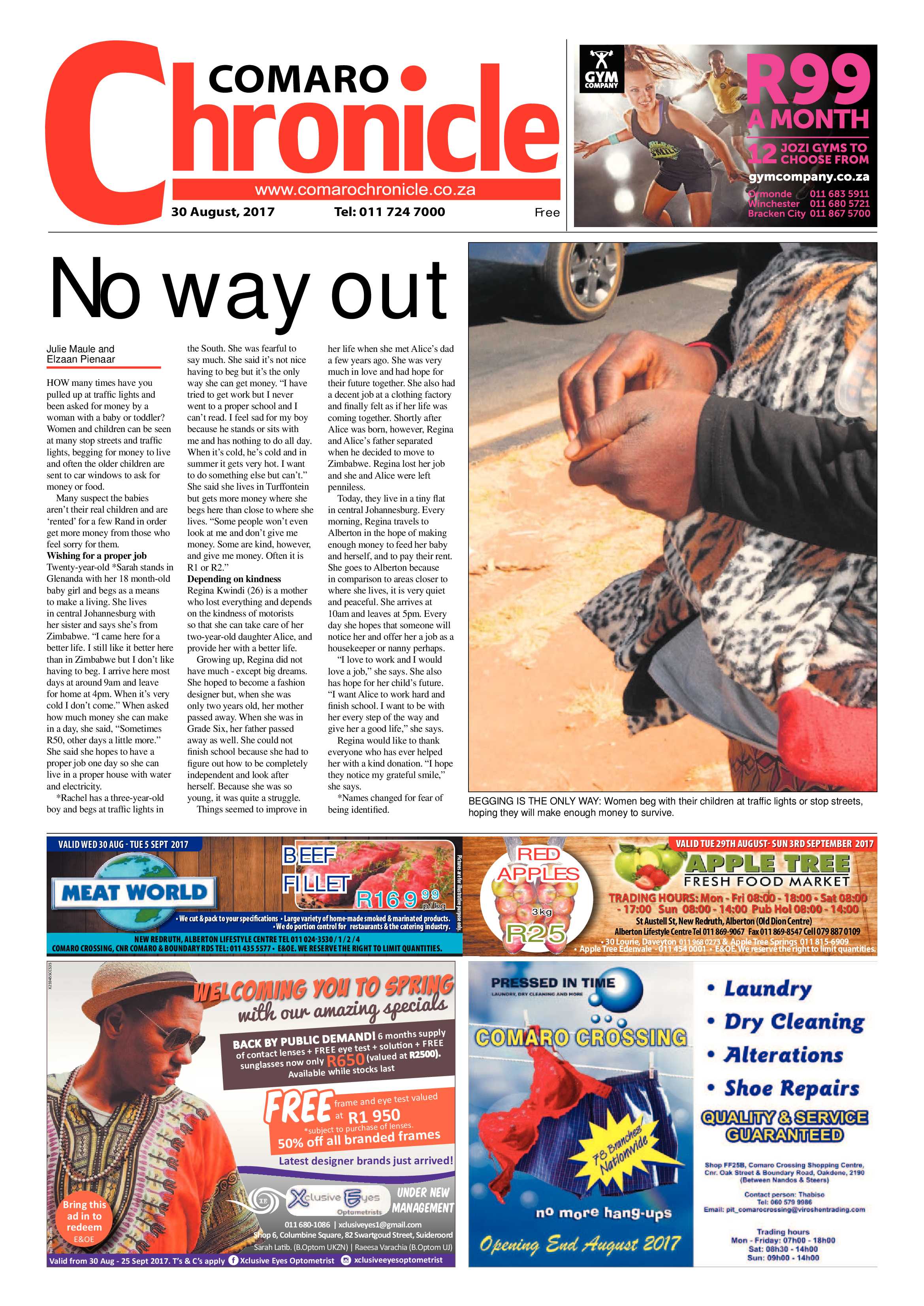 Comaro Chronicle 30 August 2017 page 1