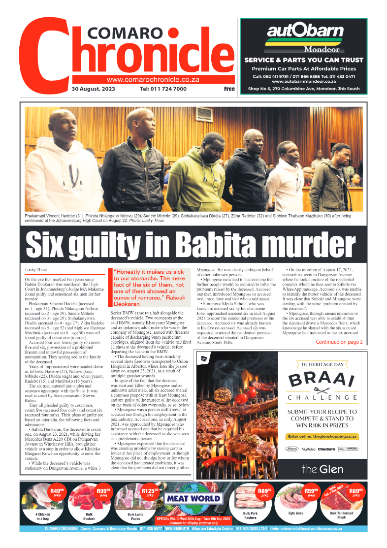 Comaro Chronicle 30 August 2023 page 1