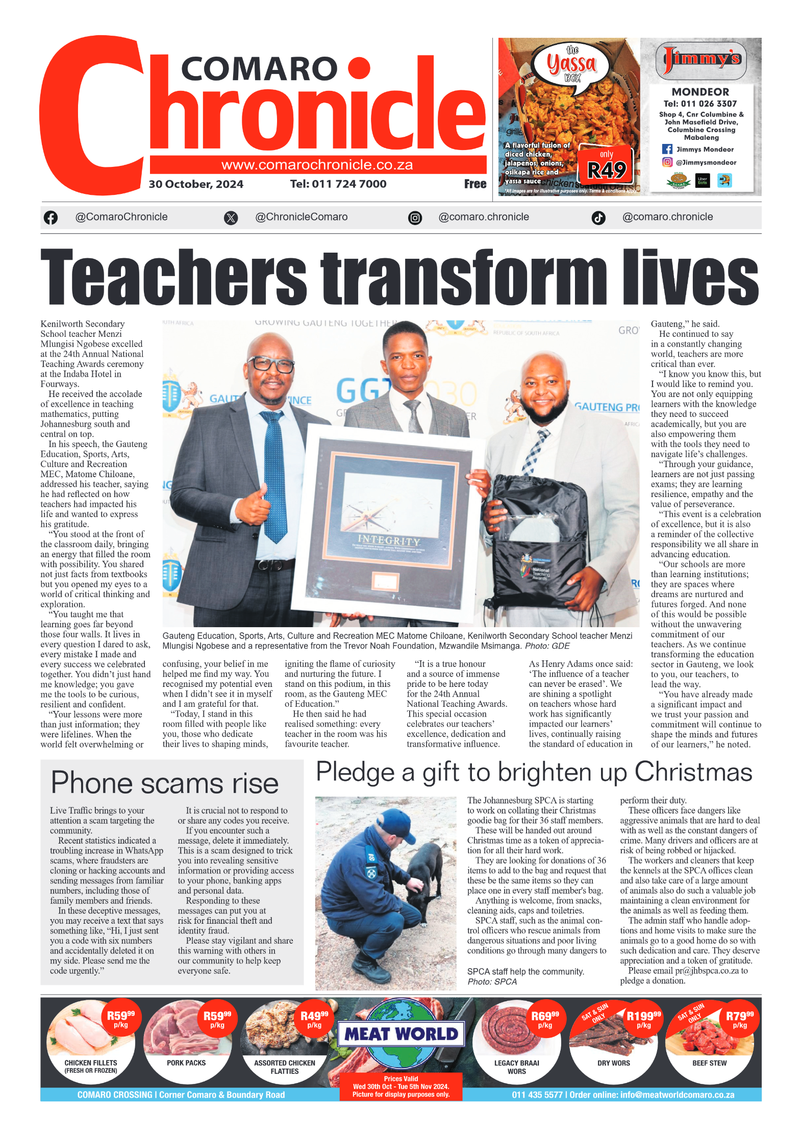 Comaro Chronicle 30 October 2024 page 1