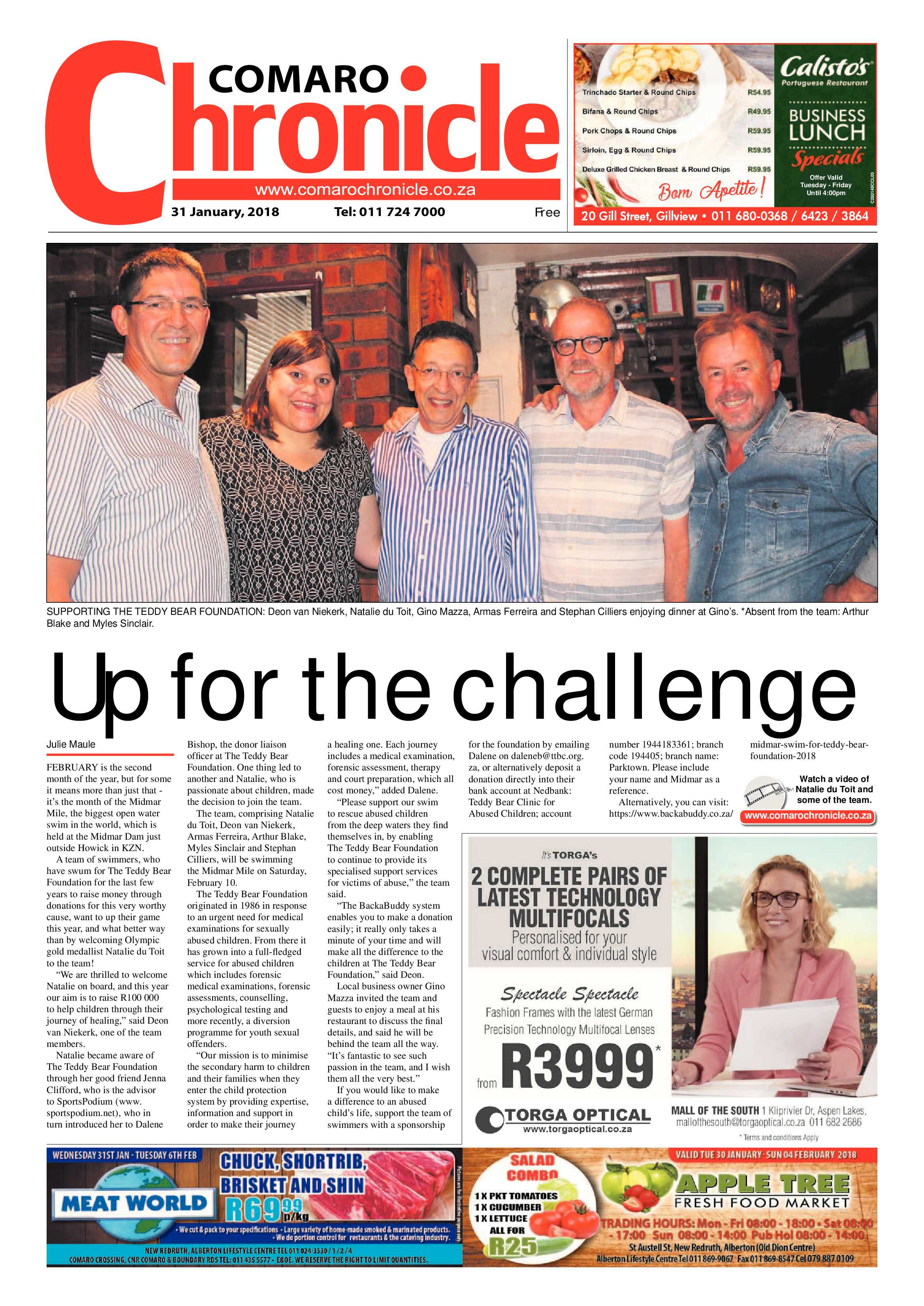 Comaro Chronicle 31 January 2018 page 1