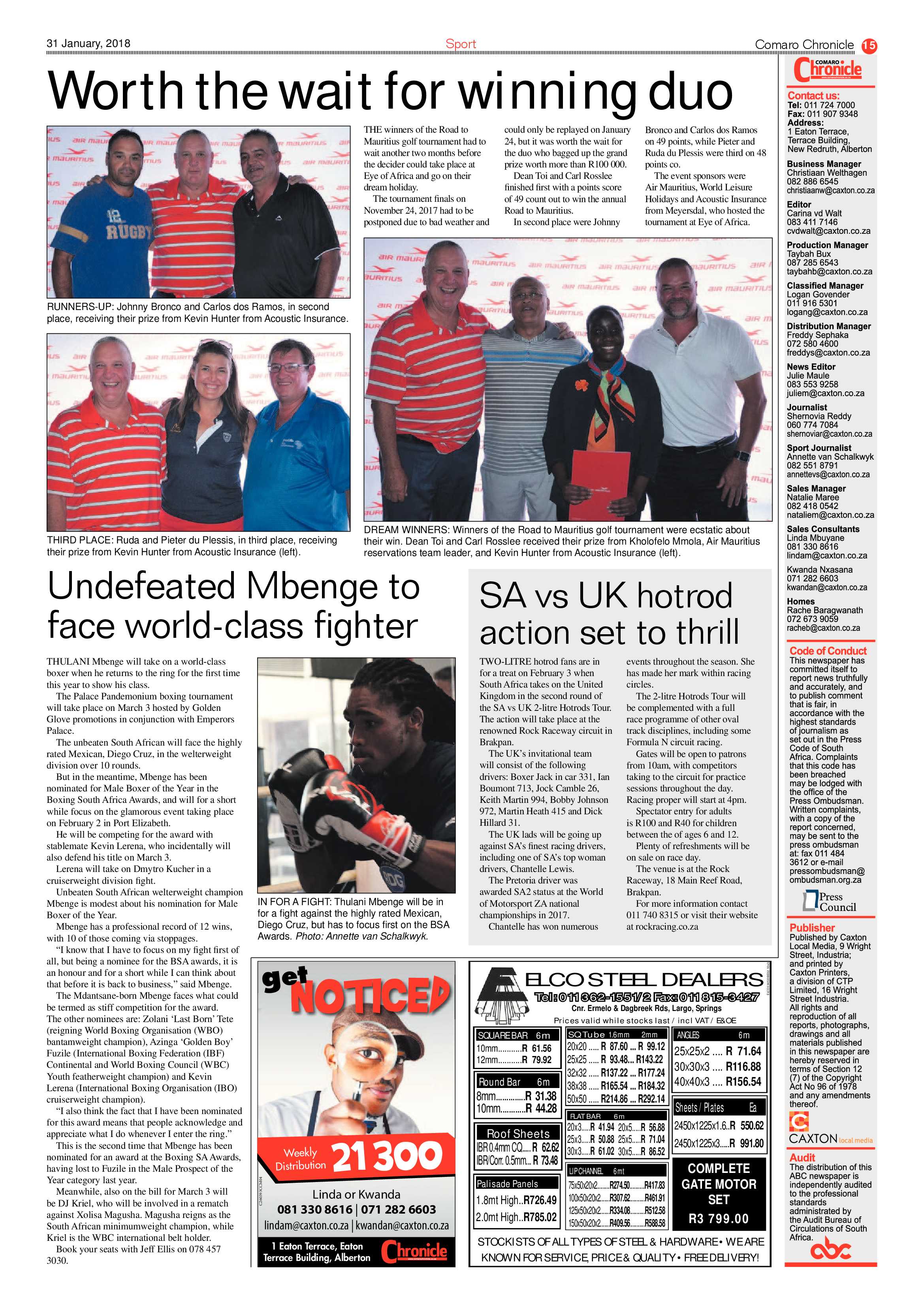 Comaro Chronicle 31 January 2018 page 15