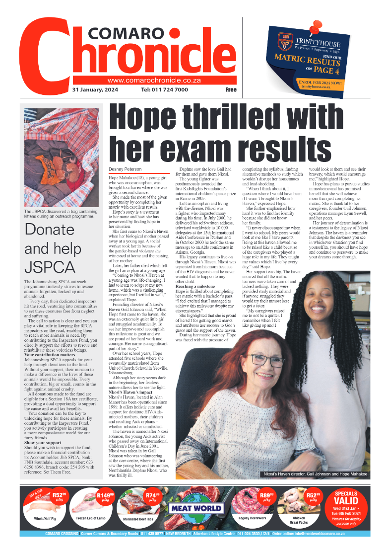 Comaro Chronicle 31 January 2024 page 1