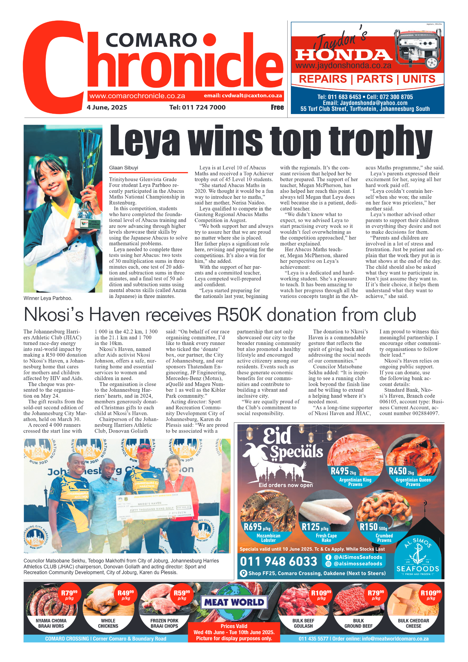 Comaro Chronicle 4 June 2025 page 1