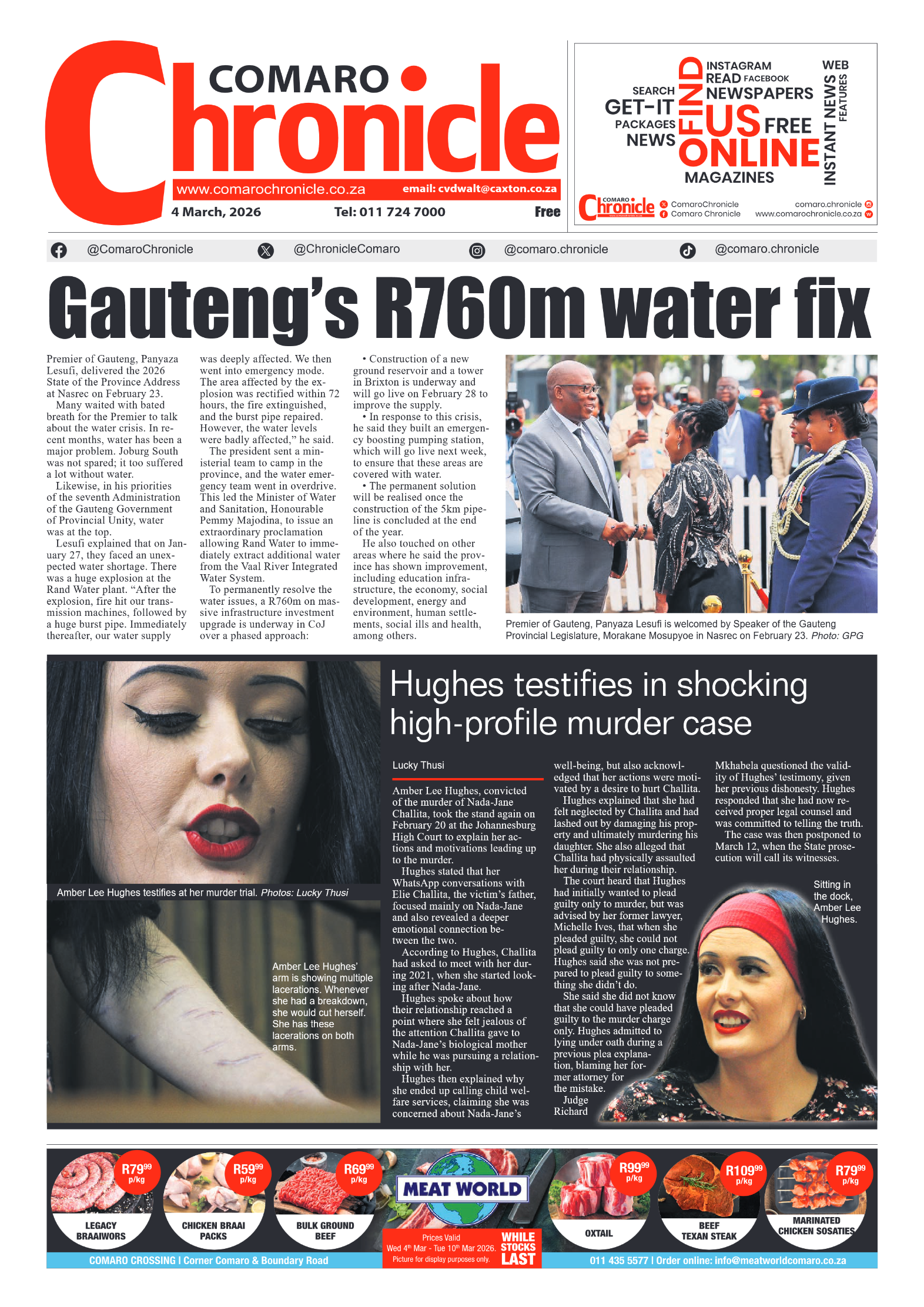 Comaro Chronicle 4 March 2026 page 1