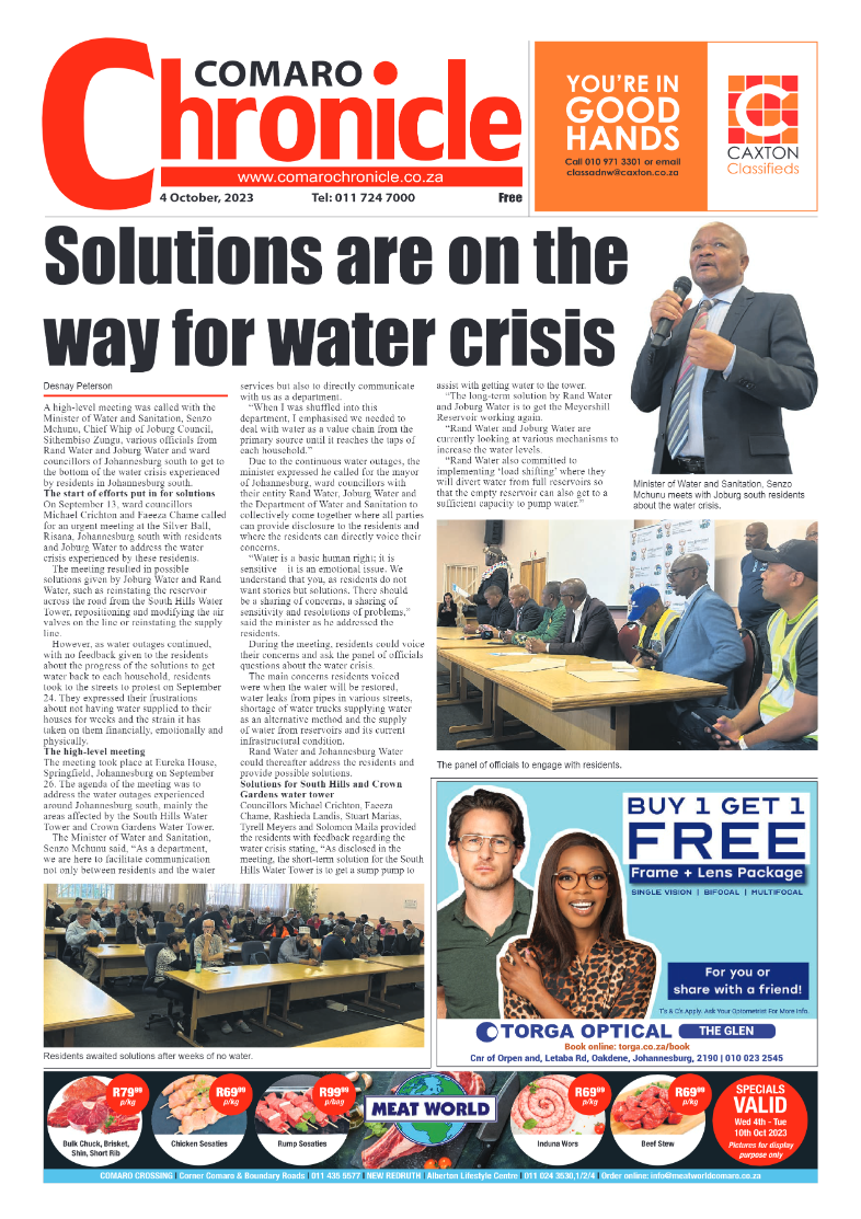 Comaro Chronicle 4 October 2023 page 1