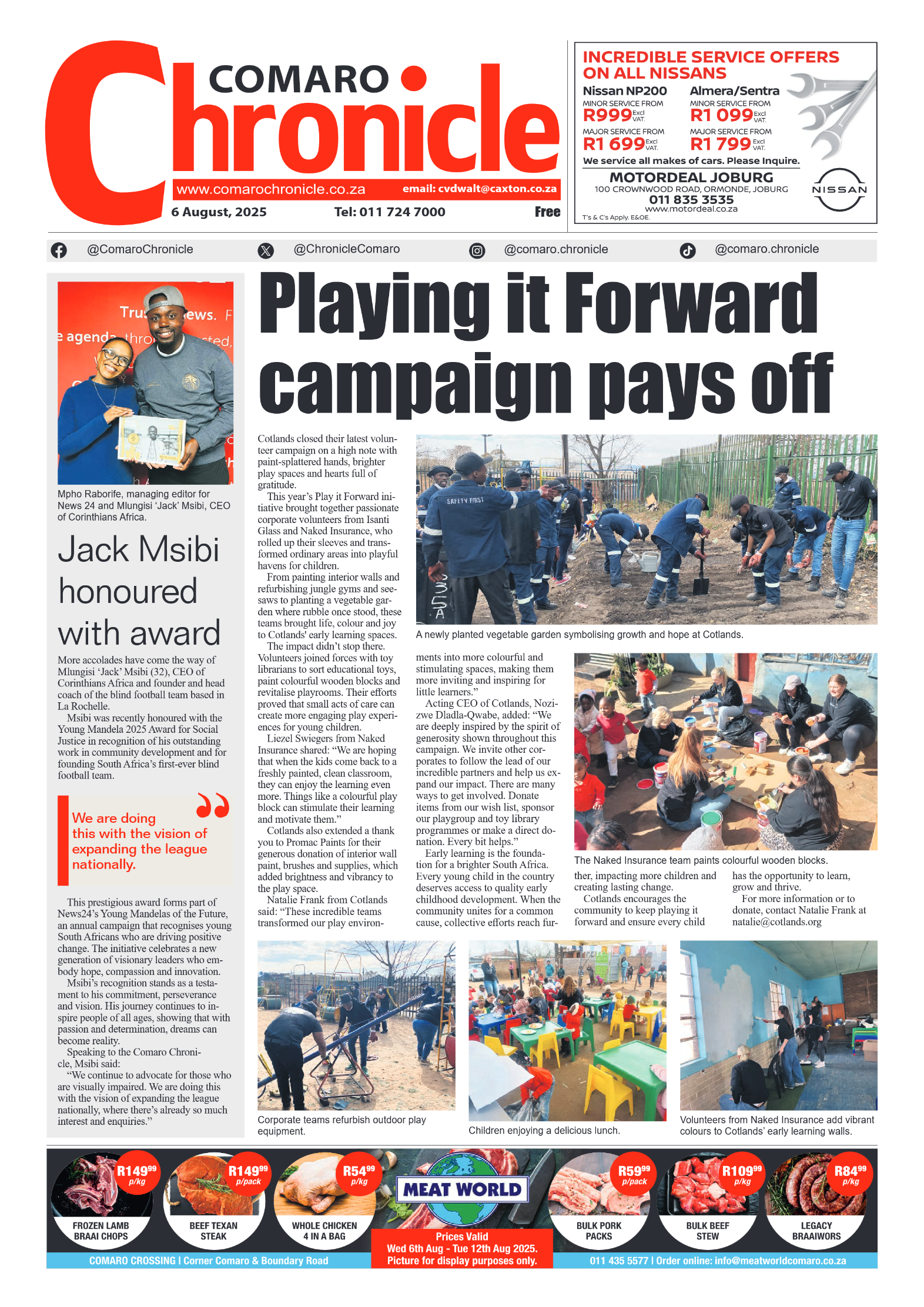 Comaro Chronicle 6 August 2025 page 1