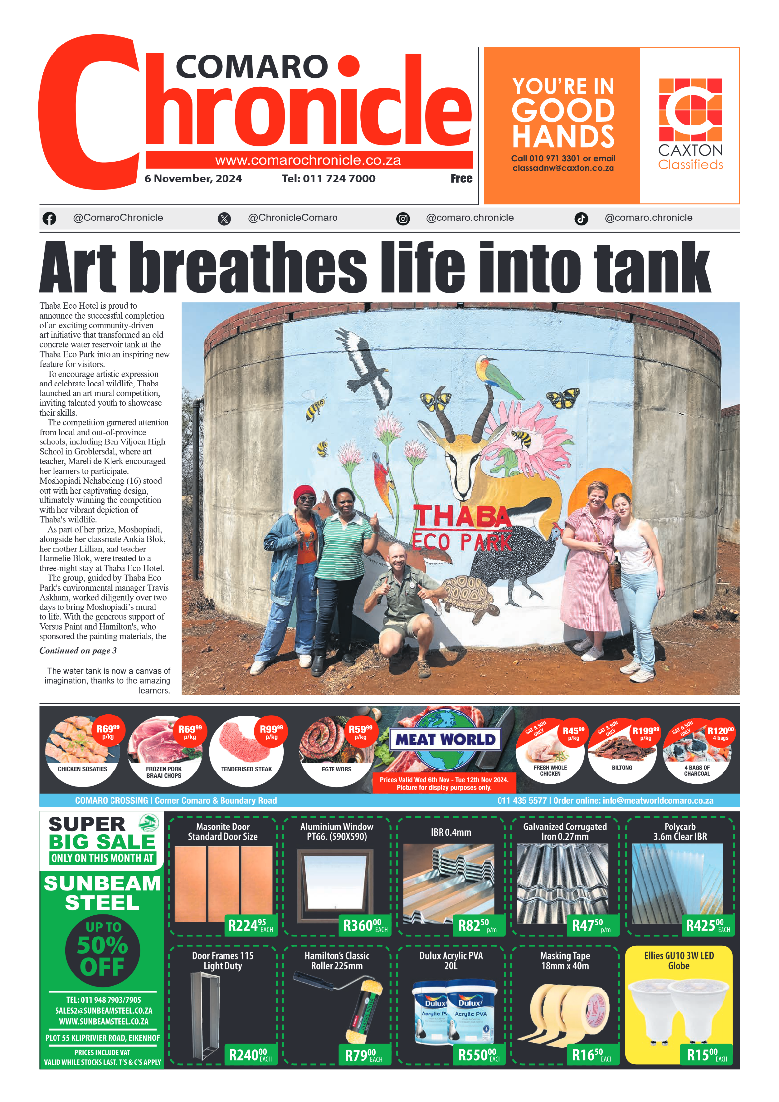 Comaro Chronicle 6 Novemberr 2024 page 1