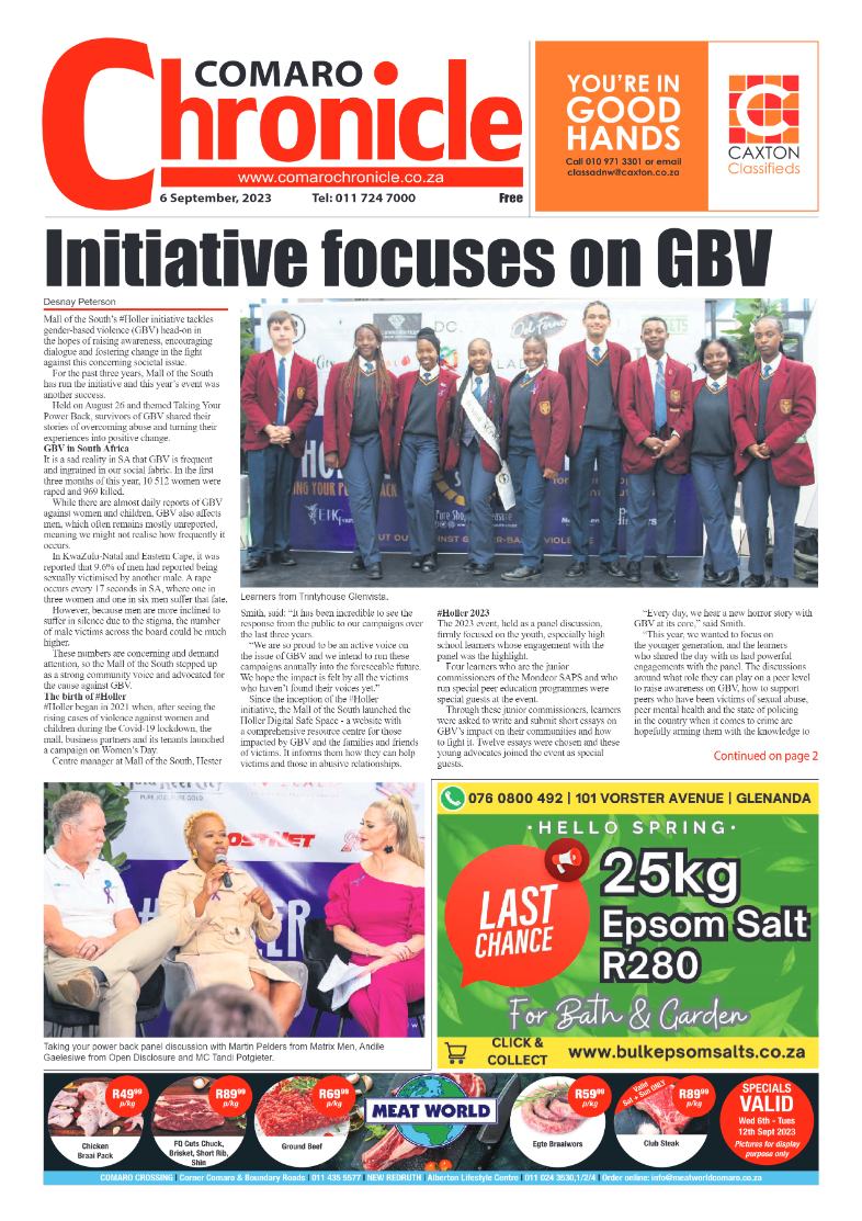 Comaro Chronicle 6 September 2023 page 1