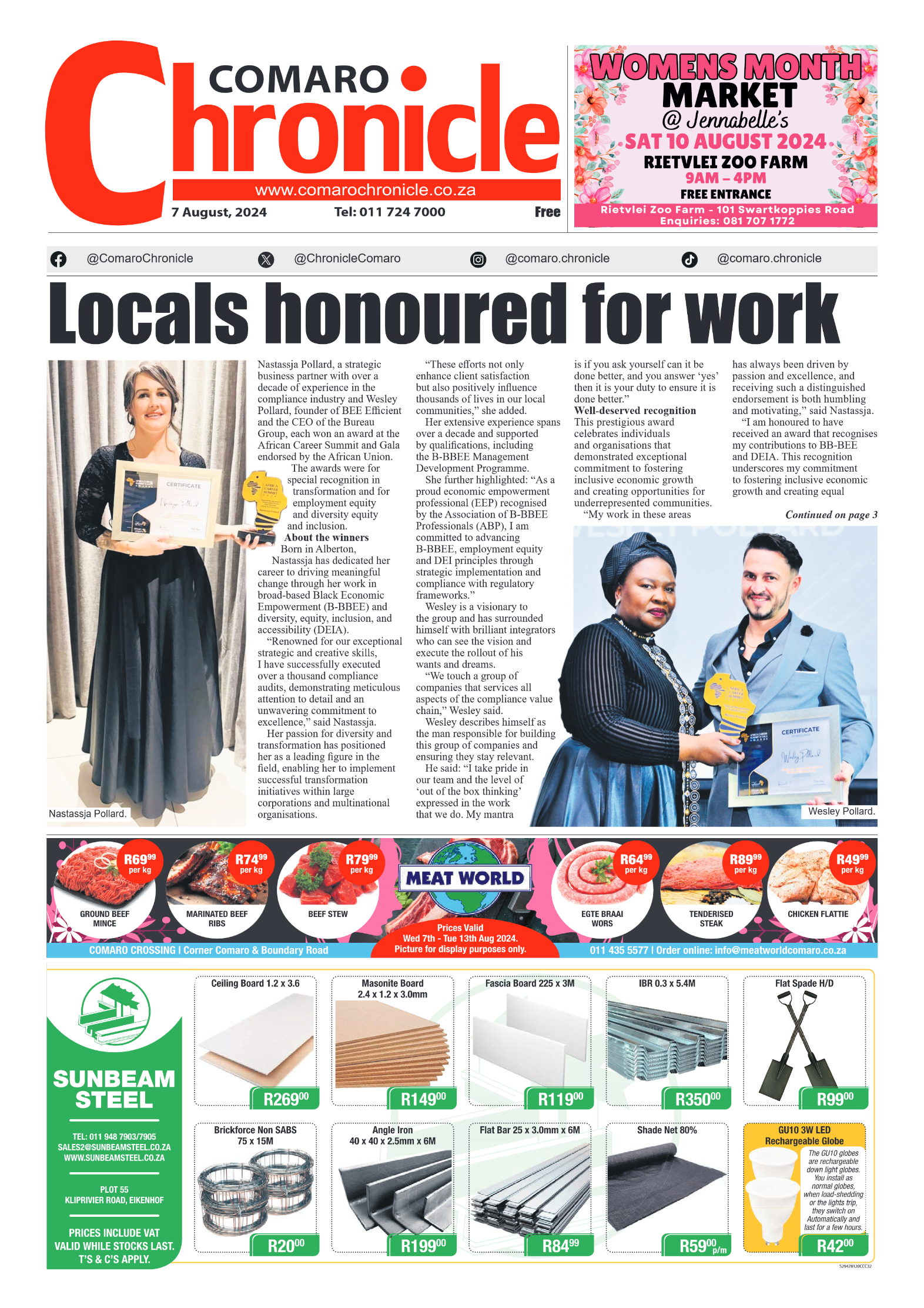 Comaro Chronicle 7 August 2024 page 1