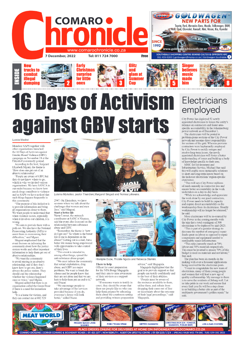Comaro Chronicle 7 Dec 2022 page 1