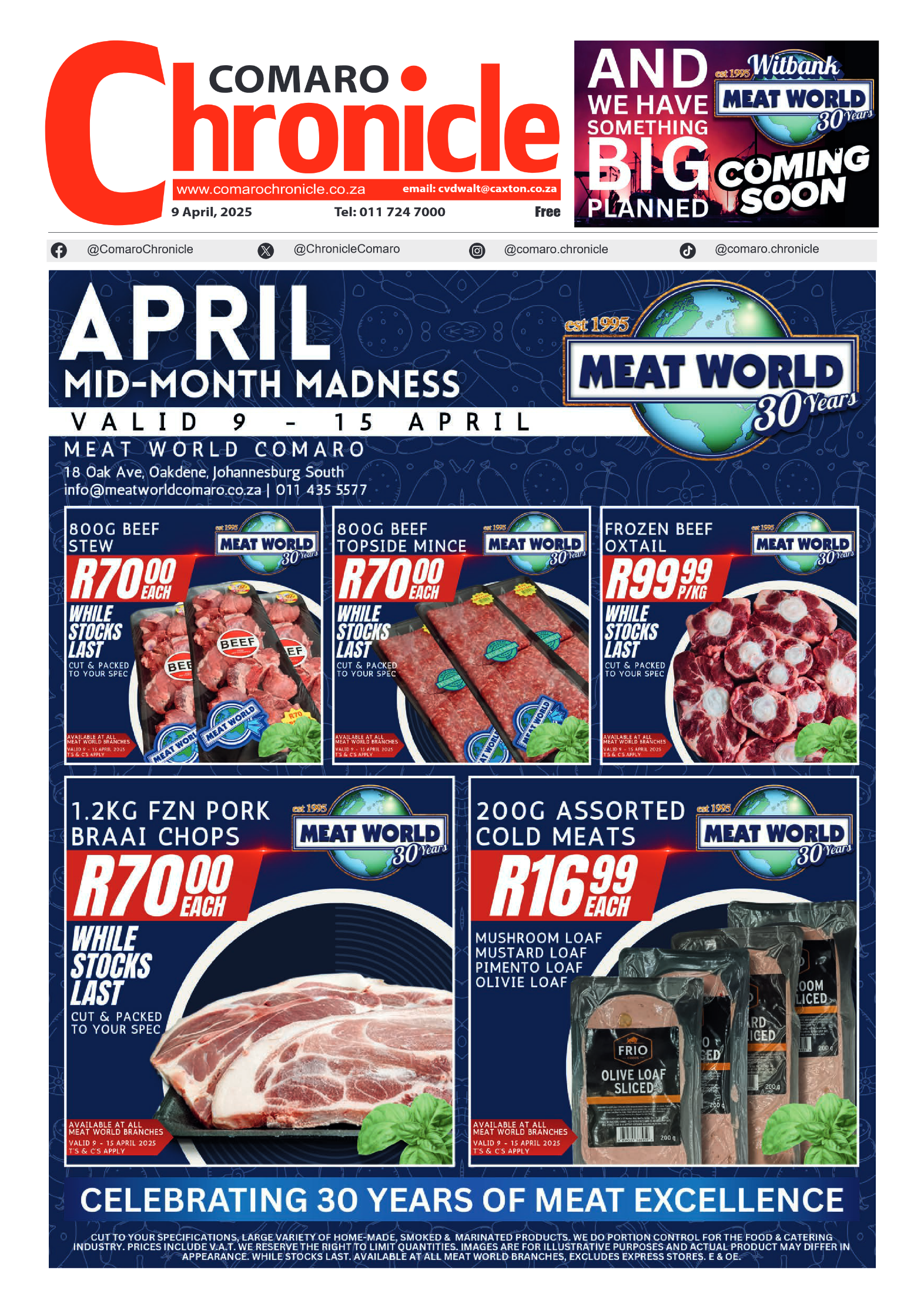 Comaro Chronicle 9 April 2025 page 1