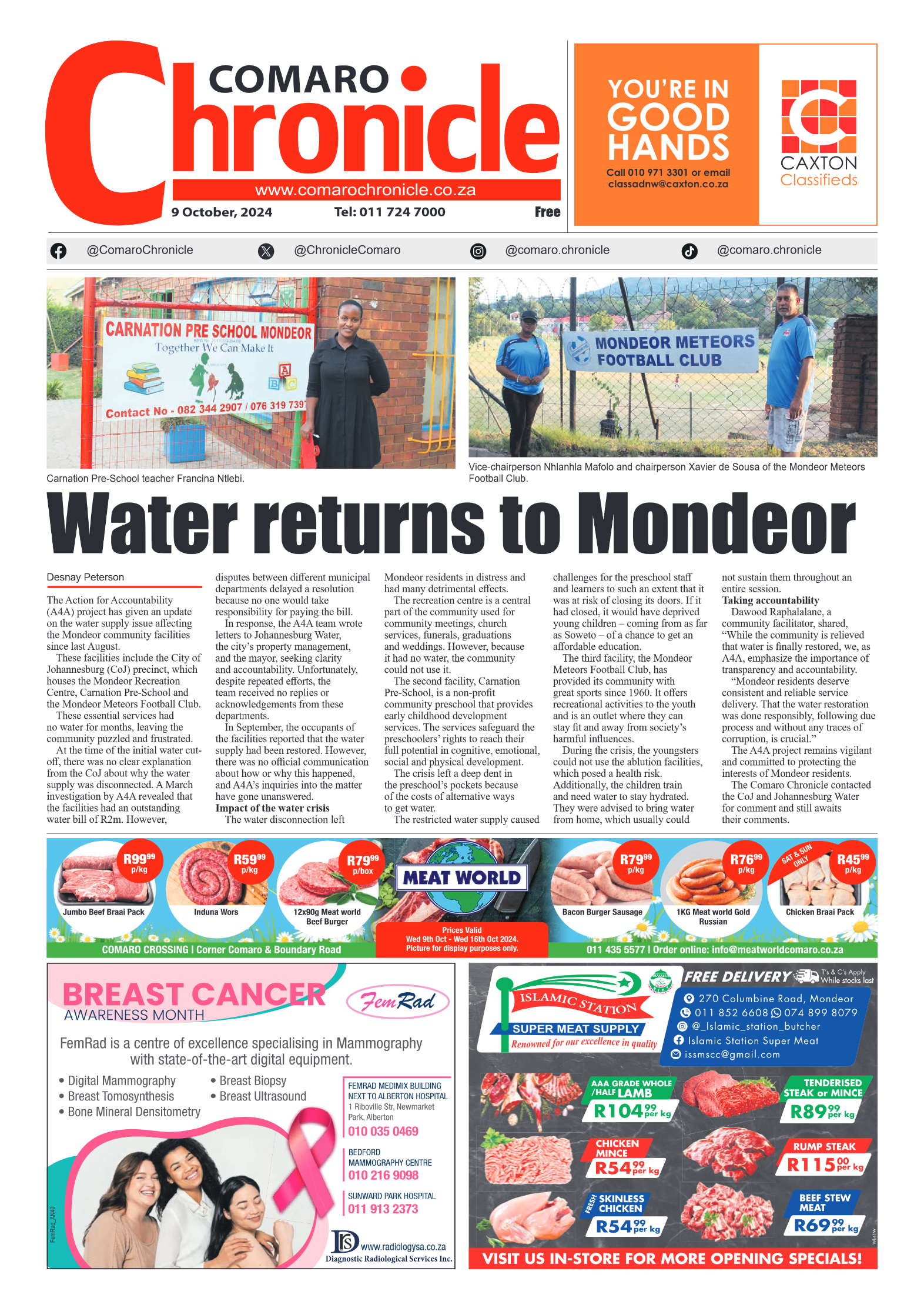 Comaro Chronicle 9 October 2024 page 1