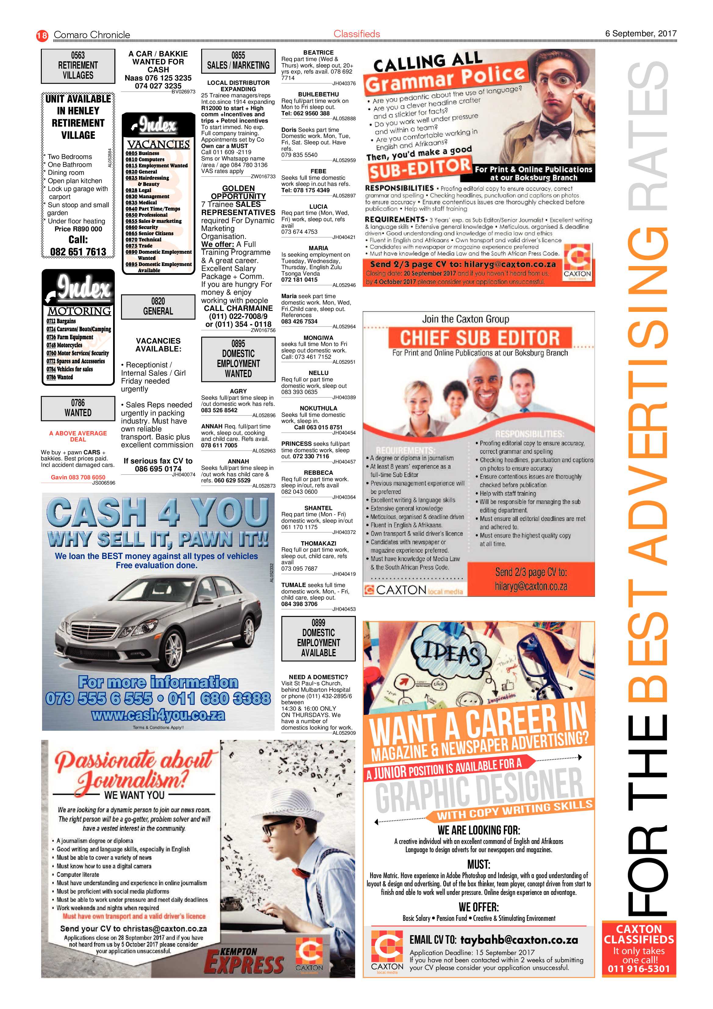 Comaro Chronicle News 06 September 2017 page 18